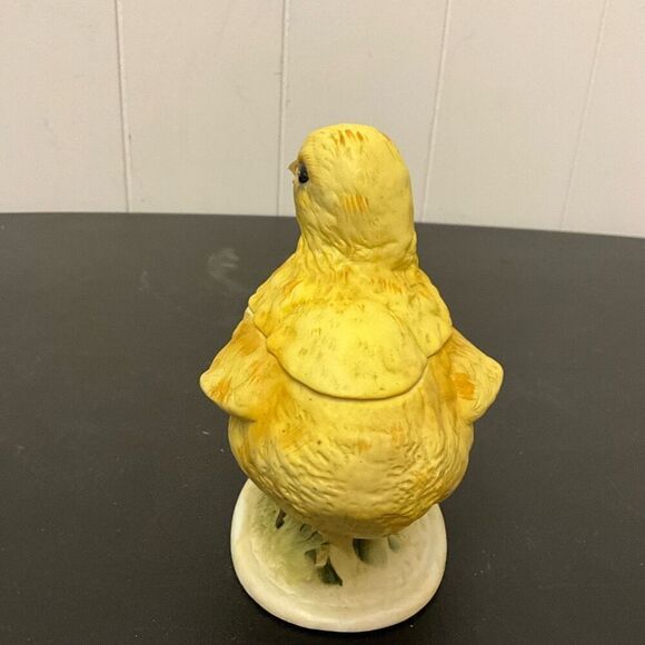 Vintage Lefton Japan Ceramic Bisque Baby Chick With Lid Easter Trinket Box - Picture 4 of 8